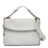 Md6007 Fashion Plain Cream-White Women High Quality Pure Cow Leather Handbags