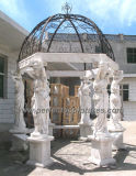 Garden Marble Gazebo with Carving Stone Sculpture Statue (GR051)