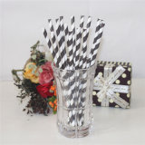 Black Striped Disposable Products Plastic Drinking Straw