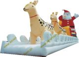 5*2.5*3m Inflatable Christmas Santa with Ride Reindeer