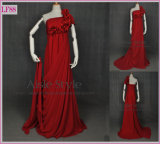 One-Shoulder Flowers Chiffon Evening Dress, Evening Gown, Party Dress (LF88)