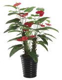 Red Flower Branches Artificial Green Leaves Bonsai Lotus 380