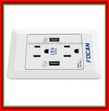 ETL Double American Power Socket Outlets with 2*USB Ports, Wall Plate Socket