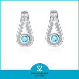New Design Aquamarine Silver Earring Jewellery for Ladies (J-0147-E)