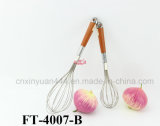 Stainless Steel Wooden Handle Silicone Whisk (FT-4007-B)