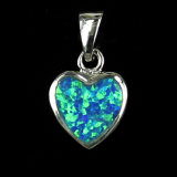 Fashion 925 Silver Heart Opal Jewelry Pendant Charm Accessories