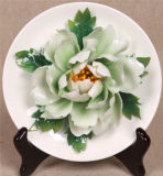 Luoyang Peony Porcelain Plate (6 inches green)