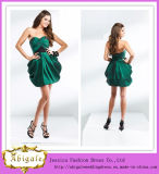 2013 Hot Sale Green Satin Short Sweetheart Lace up Back Cocktail Party Dresses
