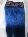 Blue Color Indian Human Clip in Hair Extension