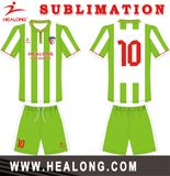 100 Polyester Spandex Fabric Competitive Price Nice Green Soccer Jersey Set