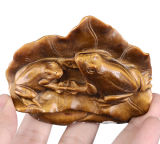Natural Tiger's Eye Carved Frog Couple Carving, Small Stone Animal Carving (AD60)