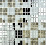 Square Glass Marbel Mosaic Tile with Stainless Steel (PTN2011)