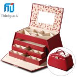 Hot Sale Red Trapezoid Leather Travel Jewelry Box