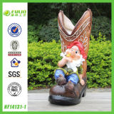 Hotsale Polyresin Gnome with Shoe Planter (NF14131-1)