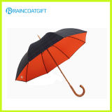 Straight Wooden Curved Handle Manual Open Golf Umbrella