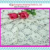 Graceful White Floral Embroidery Fabric for Garment