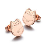 Transhipped Lucky Totoro 18k Color Gold Rose Gold Stud Earring Female Fashion Titanium Accessories