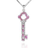 Fashion Sterling Silver Jewellery Ruby Stone Key Pendant