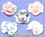 Mixed Polymer Clay Rose Flower Charm Beads 22x12mm, Sold Per Packet of 20 (B09011)