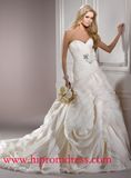 Classic Ivory Mermaid Strapless Corset Closure Floor-Length Wedding Dress Balloon Train with Beads