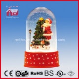 Red House Snowing Christmas Decoration with Transparent Case