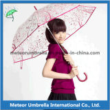 Printing Promotional Gift Straight Plastic Flower Transparent Clear PVC Umbrella