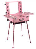 Pink Light Cosmetic Case Makeup Station with Lights
