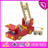 2015 New Product Very Nice Fire Truck Toy, Love Design Kids Fire Fighting Truck Toy, Red Children Wooden Moving Truck Toy W04A158