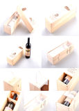 Solid Wooden Wine Packaging Box with String Handle