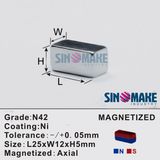 Block Rare Earth Magnet N42 25X12X5mm