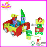 2013 New Design Wooden Toy ---Building Block Pull Cart (W13C007)