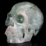 Natural Green Fluorite Carved Human Skull Carving #1X27, Crystal Healing