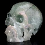 Natural Green Fluorite Carved Human Skull Carving #1X27, Crystal Healing