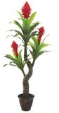 Red Flower Branches Artificial Green Leaves Bonsai Lotus 297