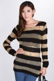 Lady Knitted Pullover Sweater Fashion Stripes Garment (ML1046)