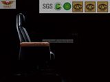 Wood Base Leather Chair, Swivel Office Chair, Classic Office Furniture