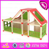 2015 New Wooden Toy Doll House for Kids, Child Wooden Assembling Assembles Doll House, DIY Doll House Toy Wholesale W06A110