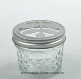 Diamond Pattern Glass Jar with Lid, 100ml Mason Jar