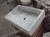 Square White Marble Vessel Sink for Kitchen & Bathroom