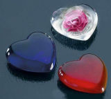 Glass Heart-Shaped Paperweight, Valentine (YT037)