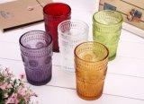 Embossed Glass Cup, Colorful Glass Tumbler