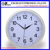 Silver Frame Logo Printing Round Plastic Wall Clock (Item21)