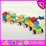 2015 New Intelligence Pull Line Blocks Toy, Kids Wooden Toy Wooden Block Pull Toy, Line Pull Building Block Toys (Train) W05c009