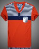Men Fashion V-Neck Lycra Stripe T-Shirt