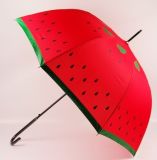 Watermelon Red Straight Umbrella, Fruit Stick Market Umbrella