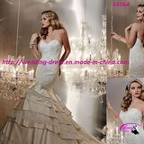 Beautiful Feature Trumpet Wedding Bridal Dress with Chapel Train