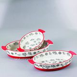 OEM Size Hand Painting Glazed Ceramic Bakeware Plate