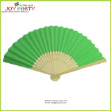Green Decorative Paper Hand Held Fan Promotion Gifts