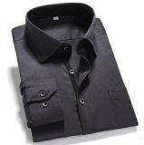 Men's Business Wrinkle Free Long Sleeve Piping Solid Shirt