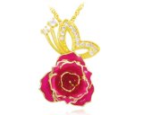 Fashion Jewelry-24k Gold Rose Necklace (XL002)